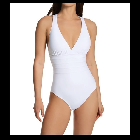 NWOT LA BLANCA Island Goddess Multistrap Cross Back One Piece Swimsuit - Picture 1 of 5
